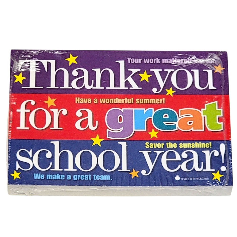 Teacher Peach Thank‎ You For A Great School Year Cards 4x6 Classroom Supplies